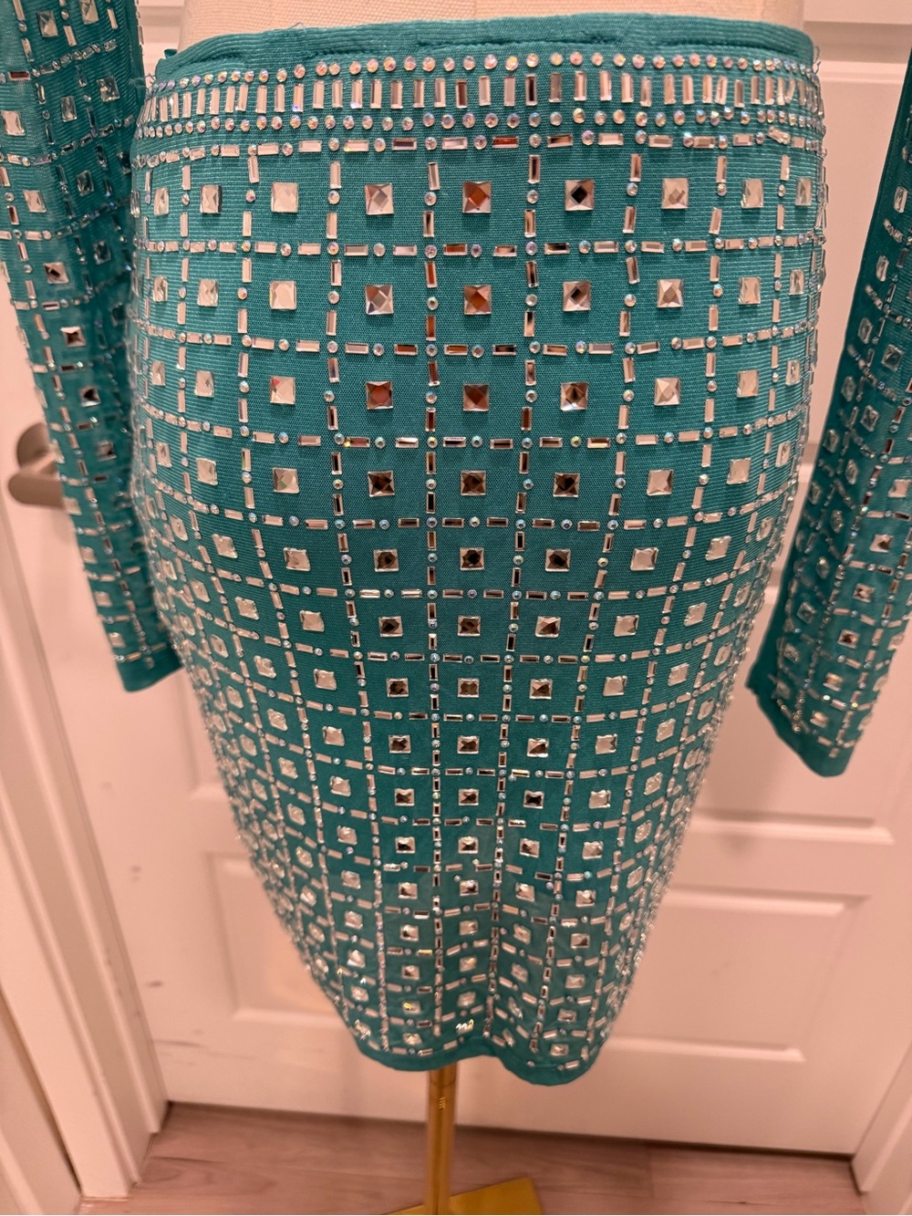 Fashion Nova Teal Embellished Two-Piece Skirt Set - Picture 7 of 8